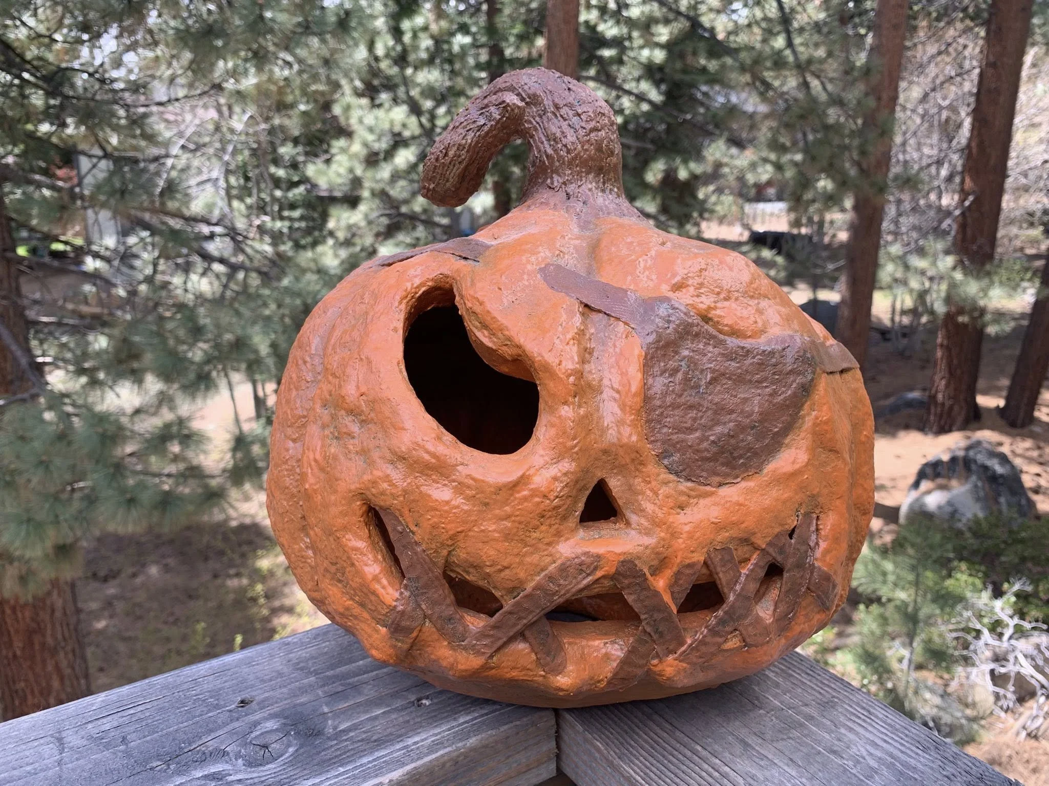 "Eyepatch Jack" Paper Mache Jack 'o Lantern