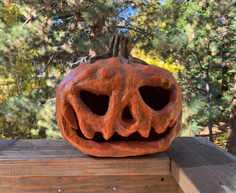 "Grim Grinning Jack" Paper Mache Jack 'o Lantern