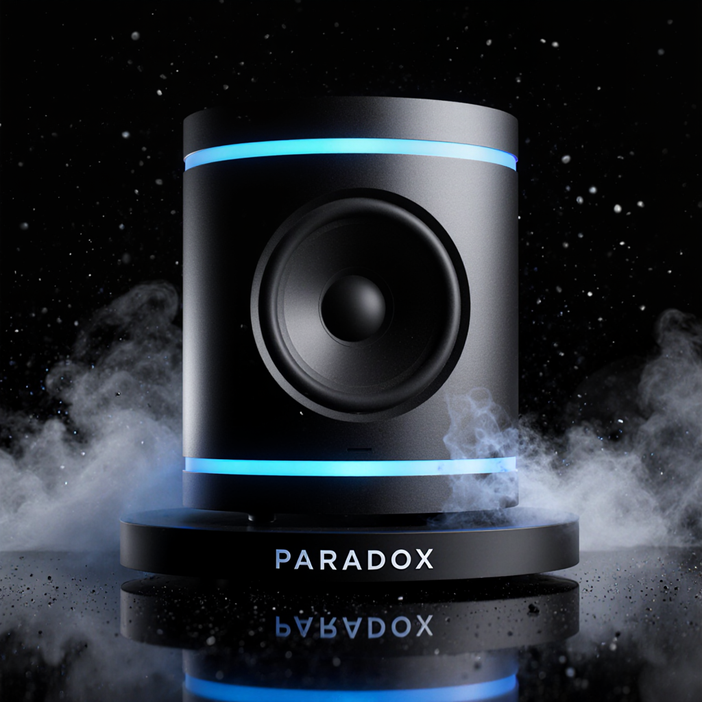 Altavoz negro con luces azules