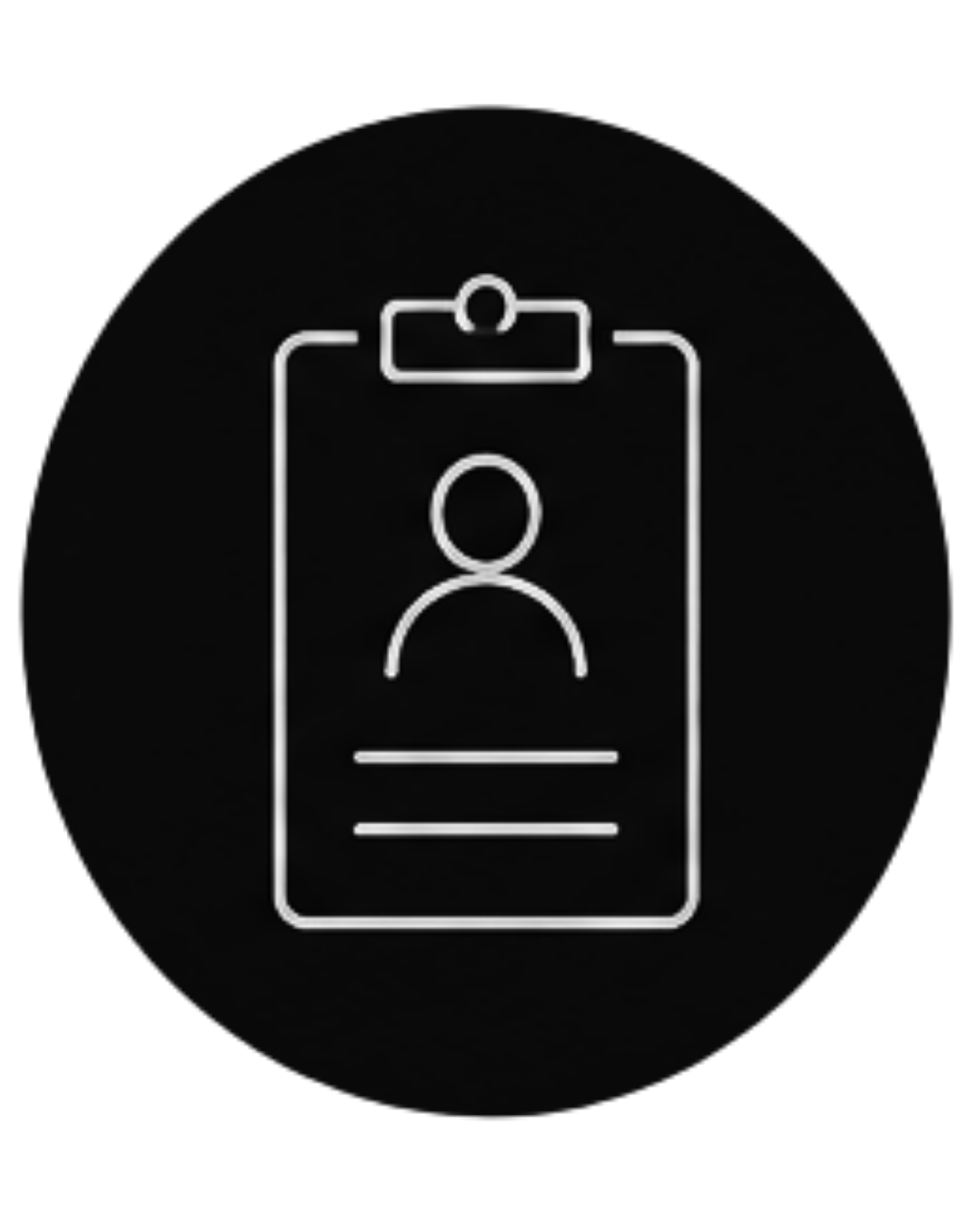 Line drawing of a cellphone displaying a user's profile picture and information.