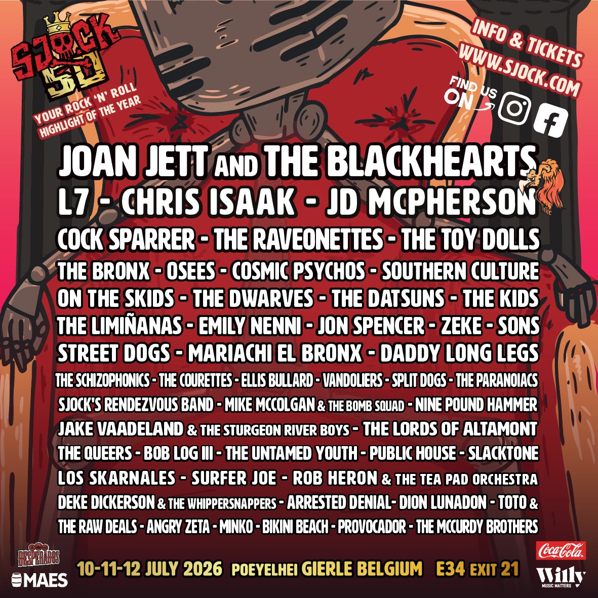Poster for Sjock 50, a Punk/Roots festival in Gierle
