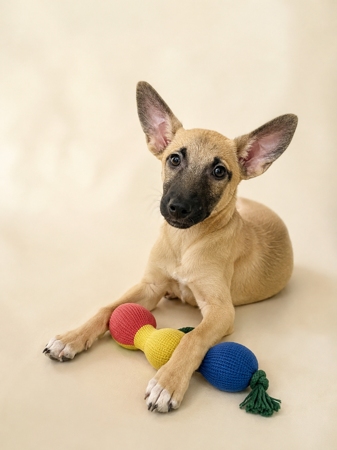 Estrella – 2.4 kg | Puppy | Belgian Malinois Mix (best guess) | Located in Mexico | Ready for adoption to YVR or within BC

Estrella was rescued with her siblings after they were found in danger near the river. Yara stepped in quickly to bring them t