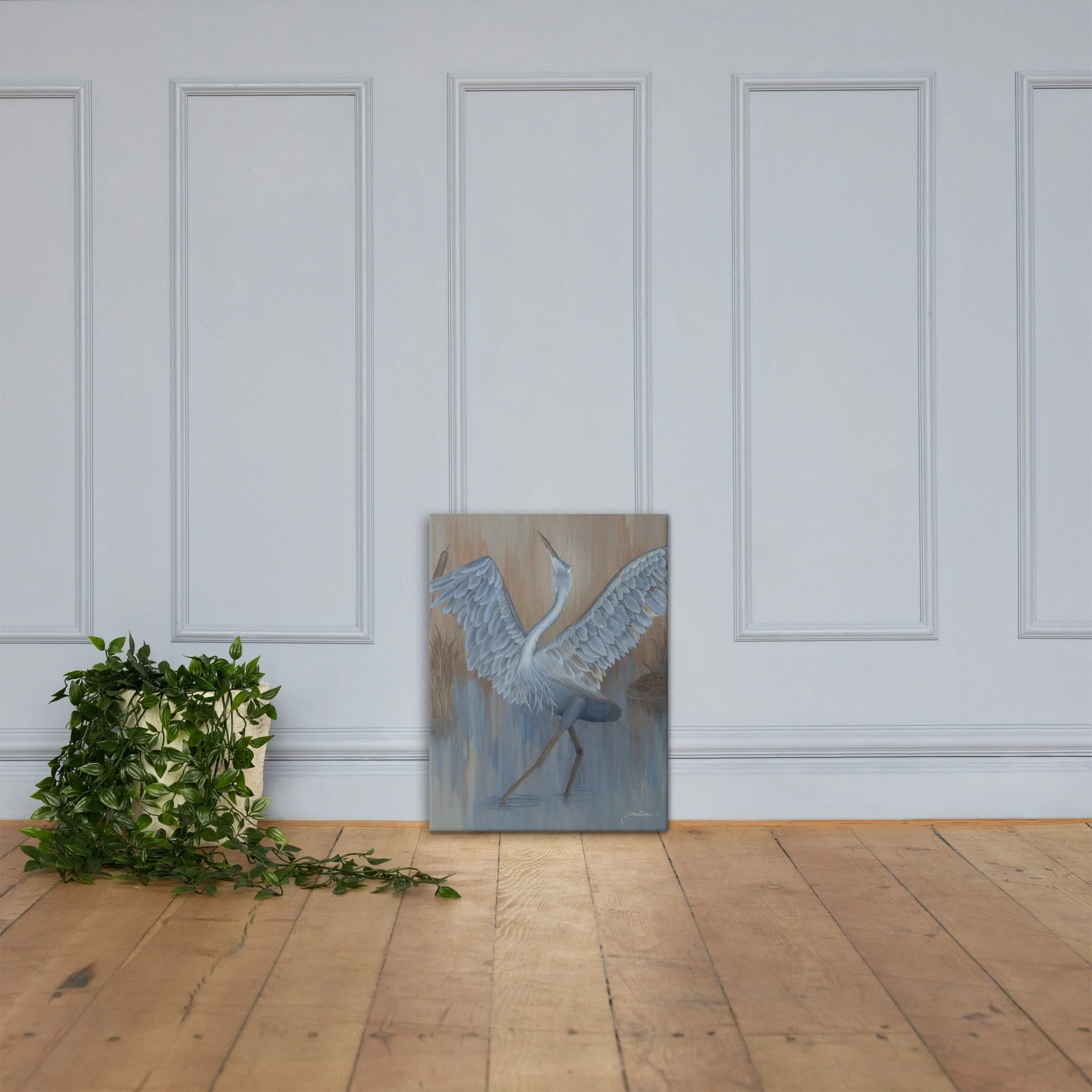 Blue Heron Ballet Original Acrylic Painting Art Print Stretched Canvas
