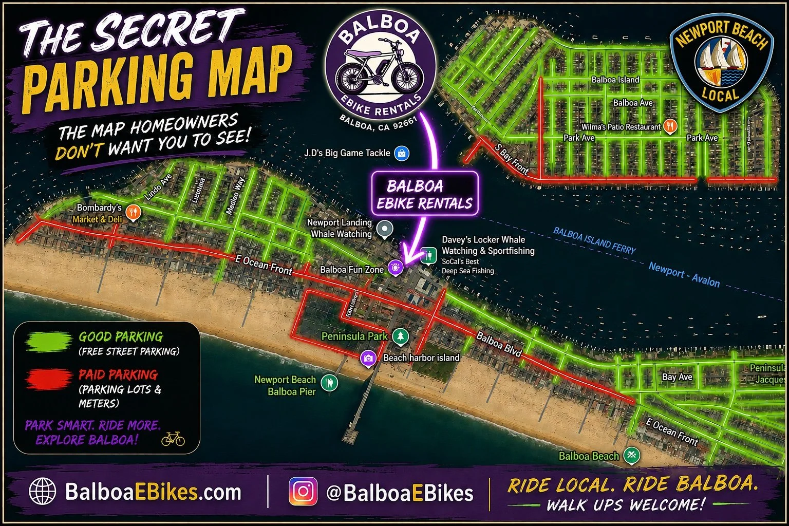 Newport Beach parking map near Balboa Pier