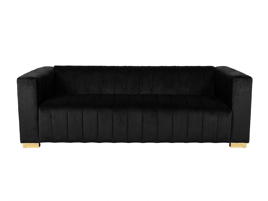 Chic Elegance Black Velvet Sofa