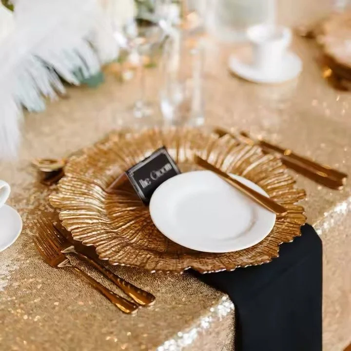 Gold Leaf  Glass Charger Plates