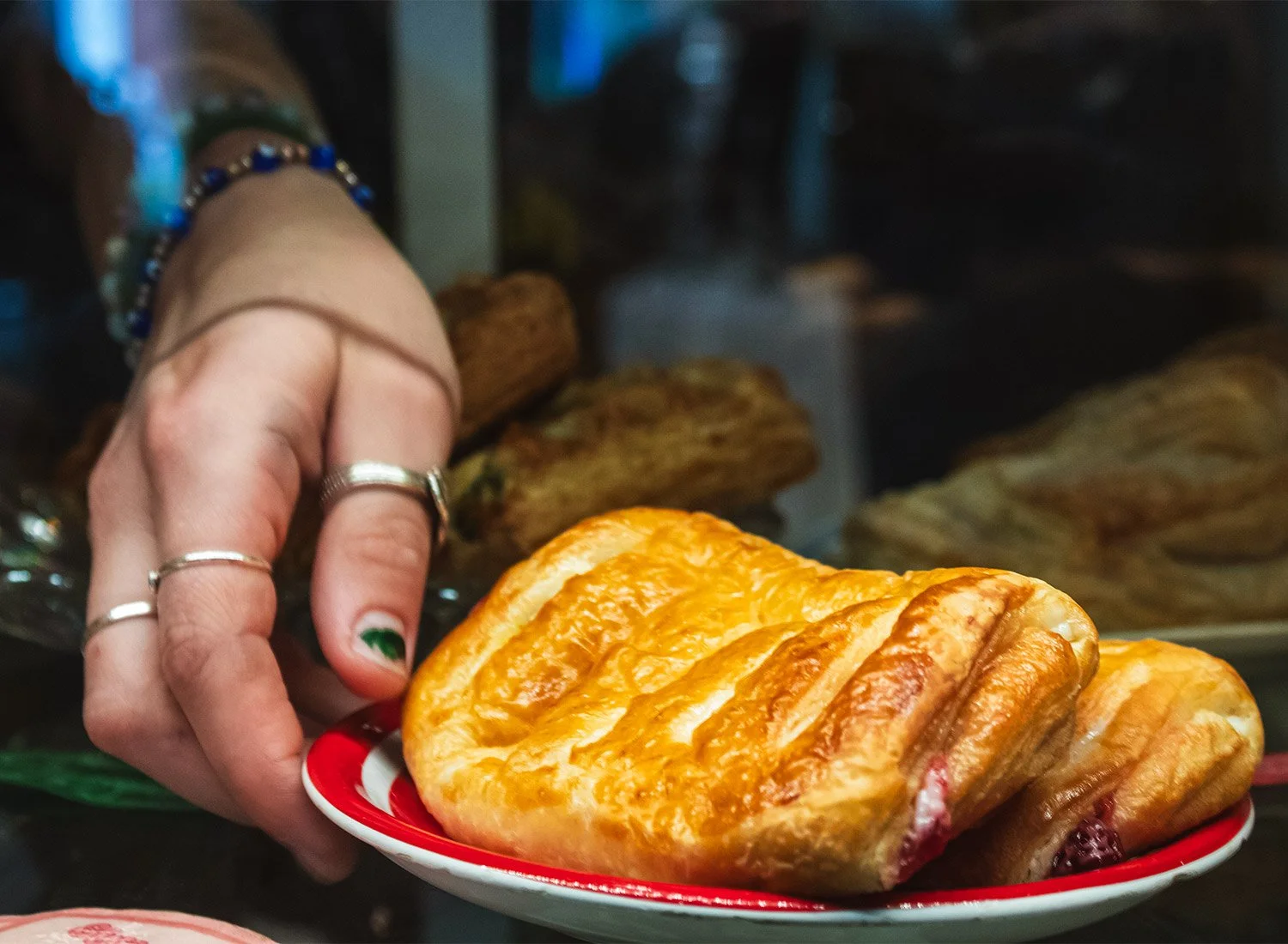 Serving up some fresh strawberry cheese croissants