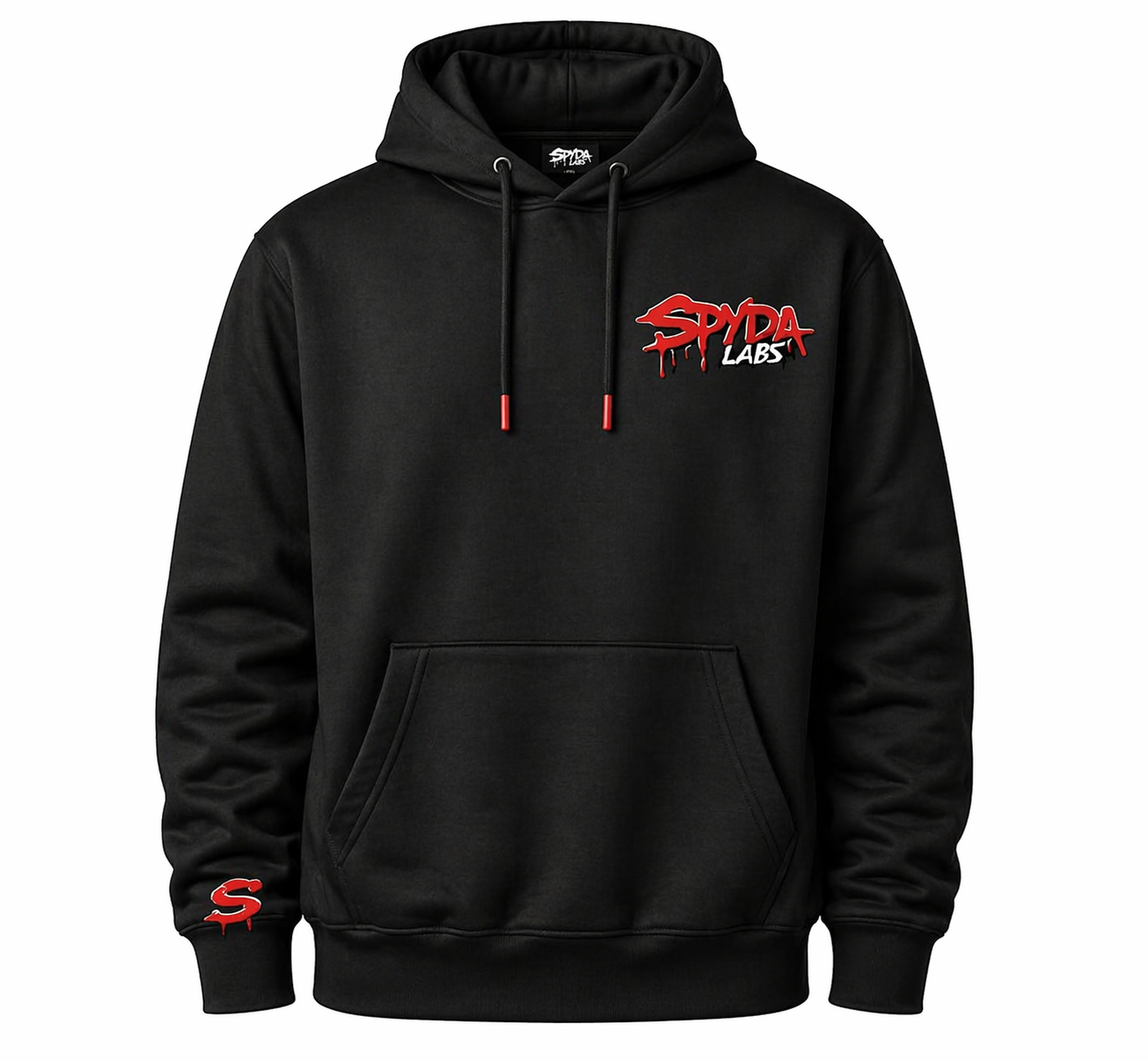 Spyda Labs black hoodie- red logo