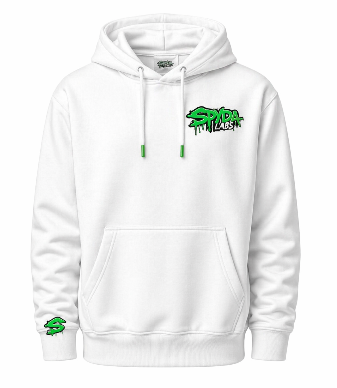 Spyda Labs white hoodie - Green Logo