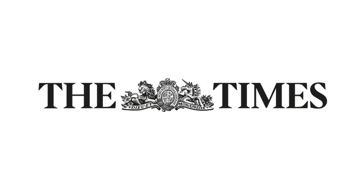 Logo of The Times newspaper with a crest in the center.