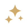 Three gold sparkle icons