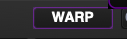 Close-up of a purple label with the word 'WARP' in white text.