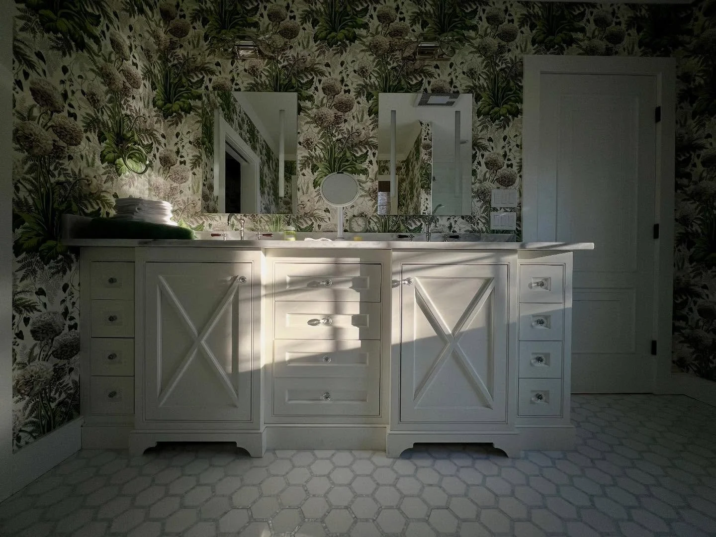 A moody shot of this custom vanity made last year.