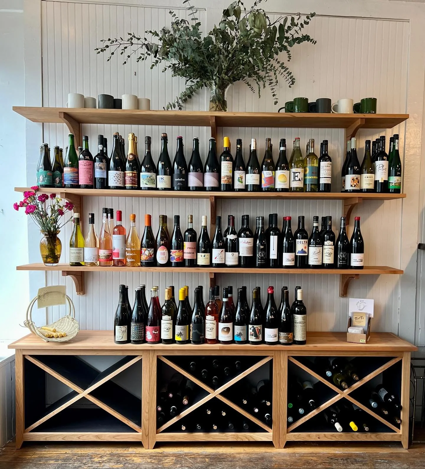 Cherry wood wine display shelves and cabinets for @firstfig_  made in collaboration with @tradeswomenofmaine a non profit organization creating community, visibility, and mentorship to women in the skilled trades. Thank you to all our member who came