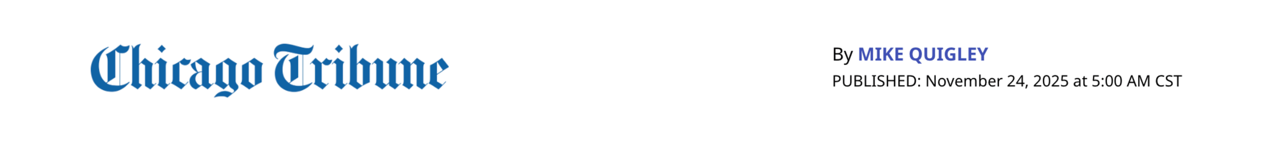 Logo of Chicago Tribune with the name in stylized blue font