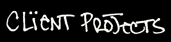 Handwritten text saying 'CLIENT PRODUCTS' on a black background.