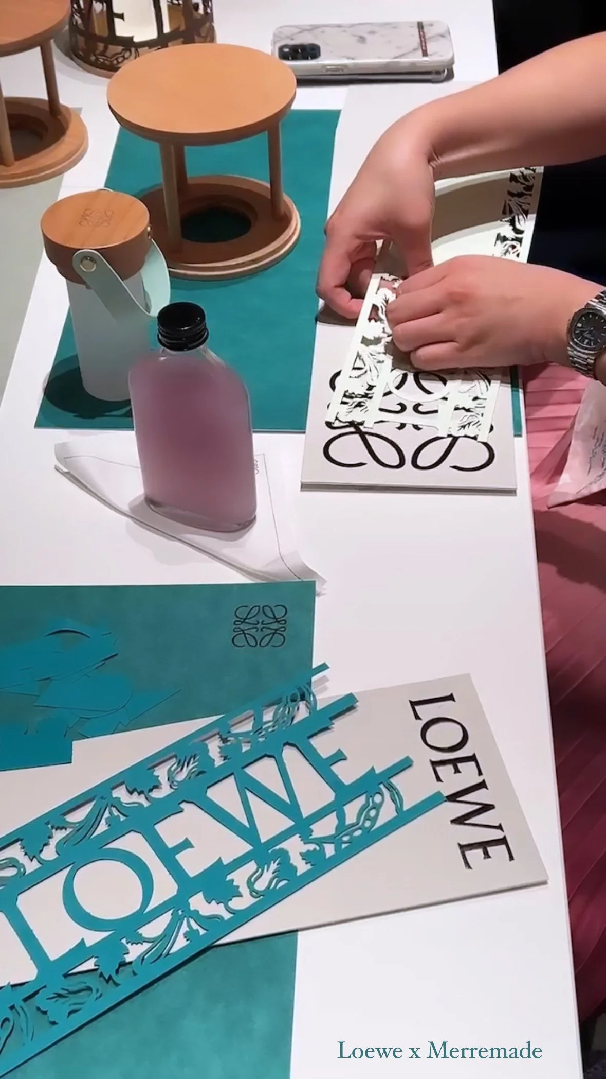 Loewe Singapore x Merremade collaboration. Private handmade paper lantern class for Loewe vip clients.