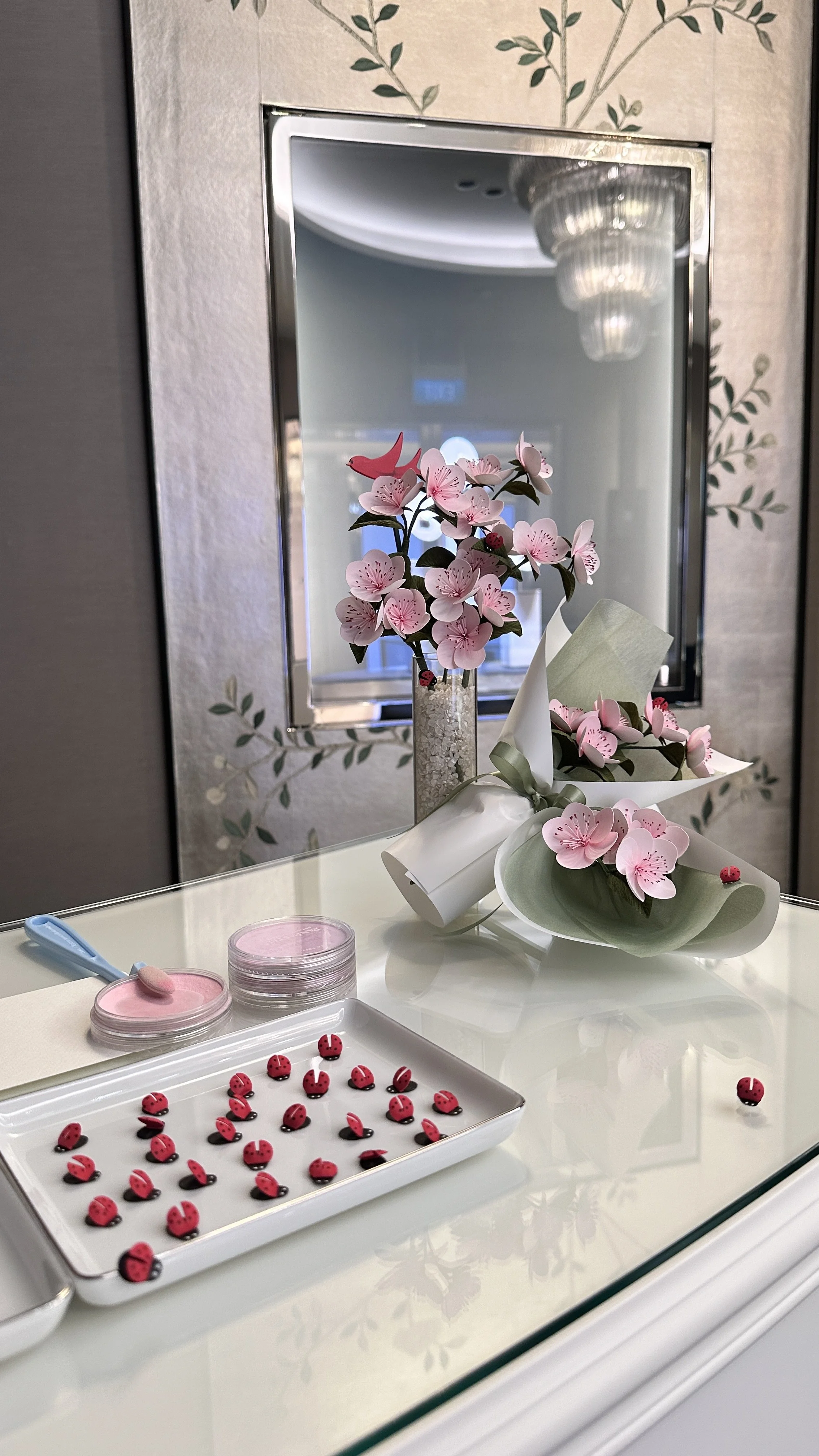 Merremade x Van Cleef & Arpels Singapore. Paper flowers and lady bugs for new launch event.