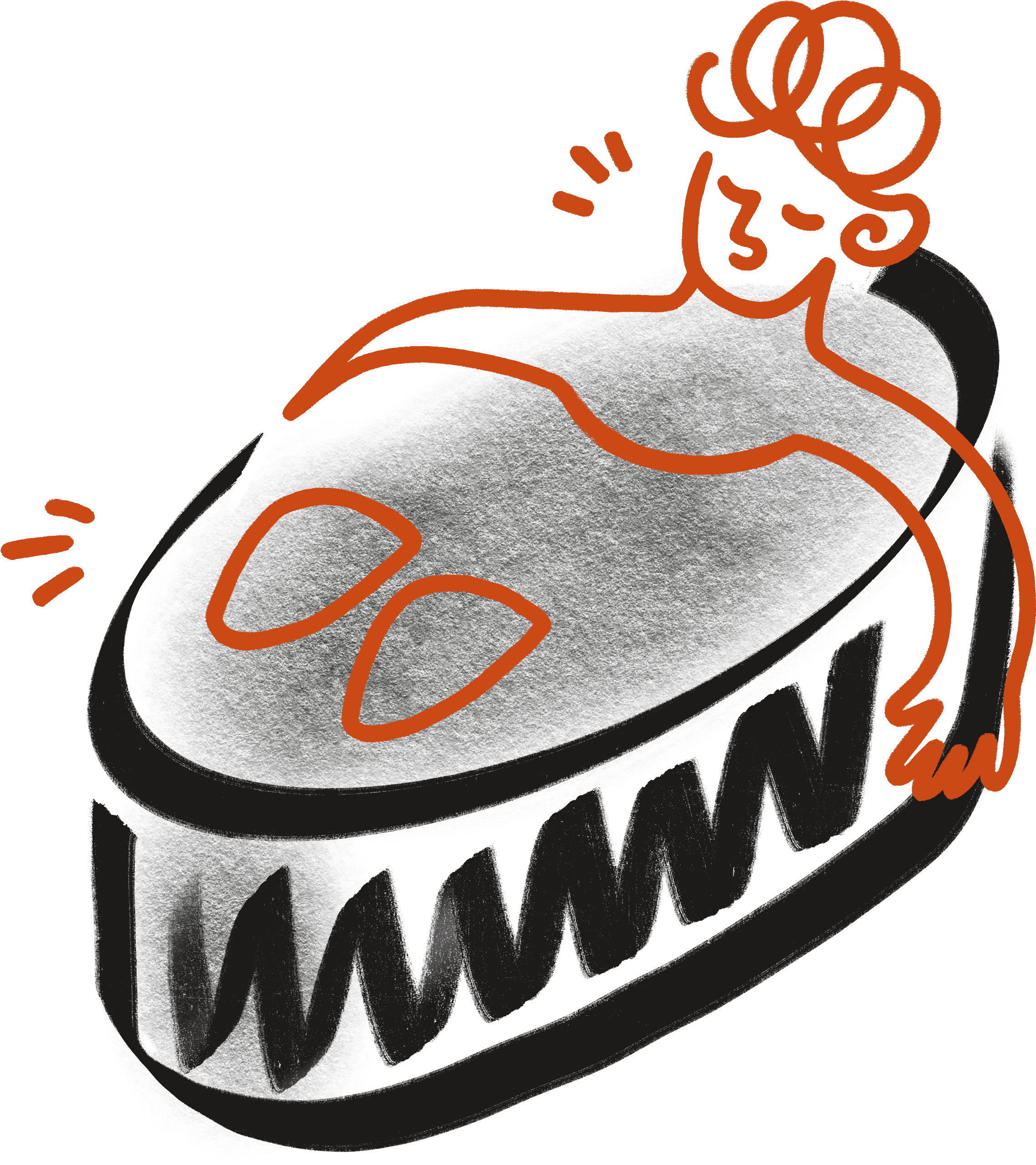 A stylized line drawing of a person in a cold plunge tub