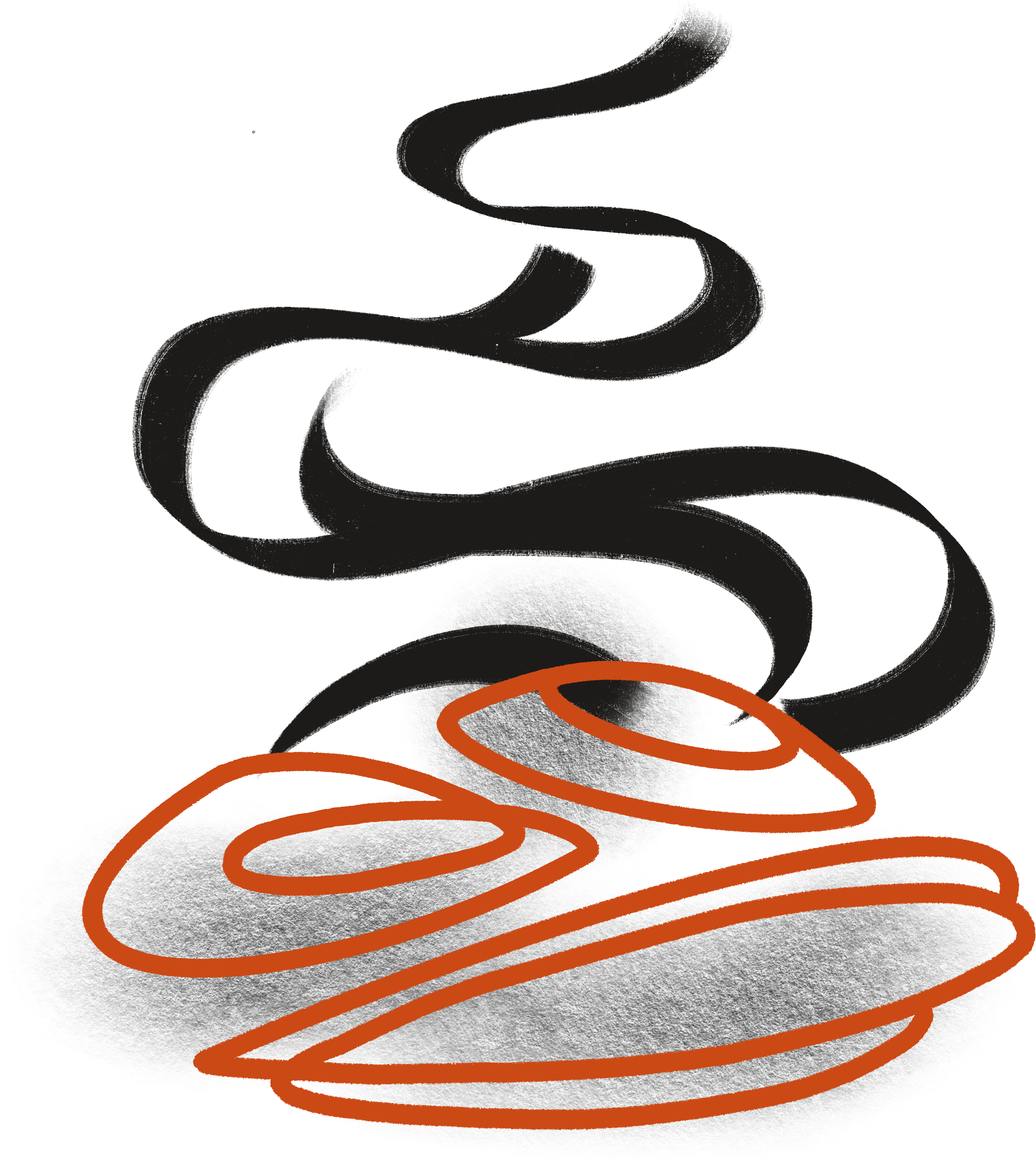 A stylized illustration of steam coming off Finnish sauna rocks