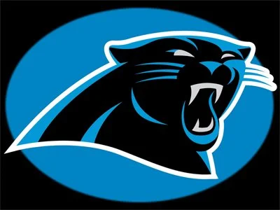 Logo of a black panther with blue outline on a blue circular background.