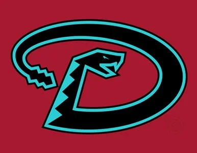 A stylized snake logo with a zigzag pattern, set against a red background.
