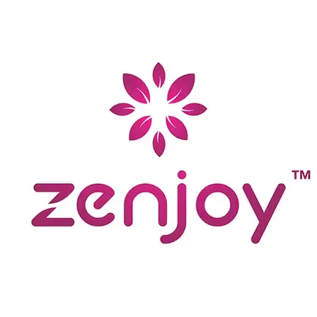 Zenjoy logo with a purple floral design above the name
