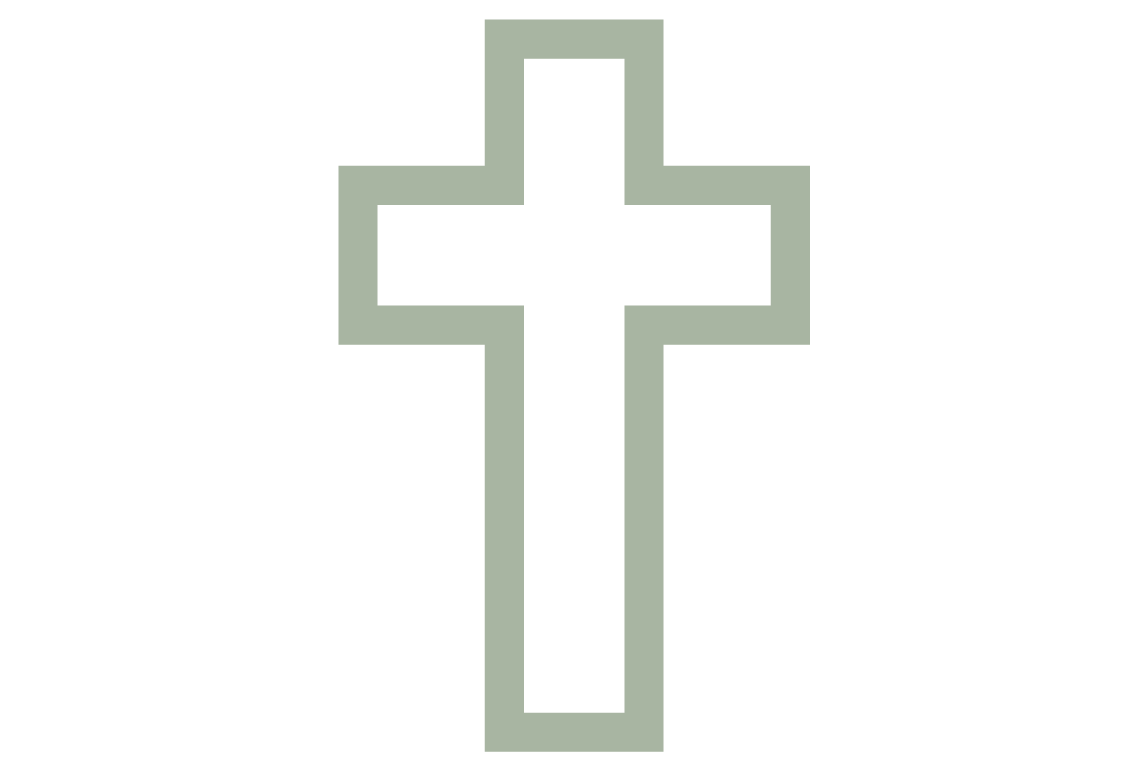Outline of a cross with a border, resembling a Christian religious symbol.