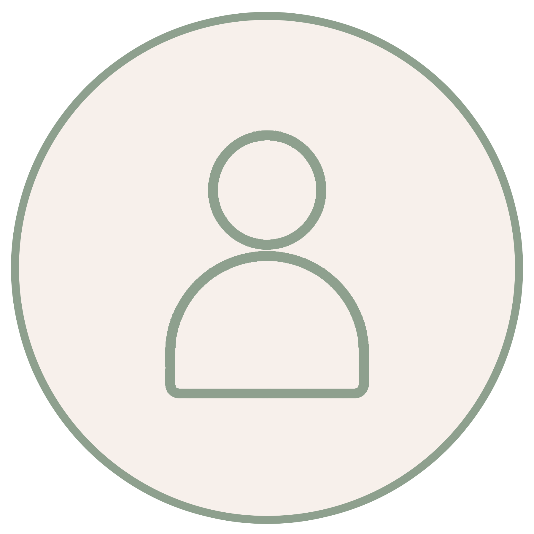 Illustration of one individual in a simple minimalist style with muted colors.