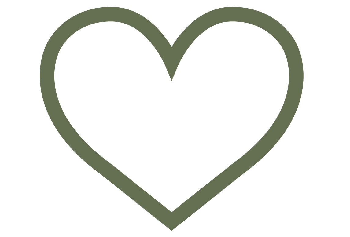 Outline of a heart shape with a greenish border