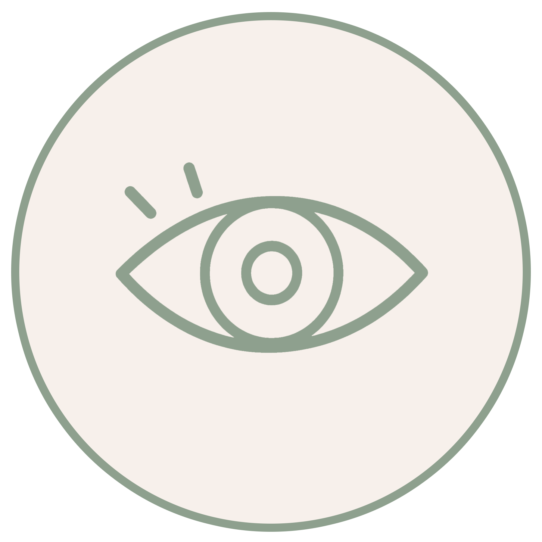 A minimalist digital illustration of a human eye, featuring an iris, pupil, and surrounding details in muted tones.