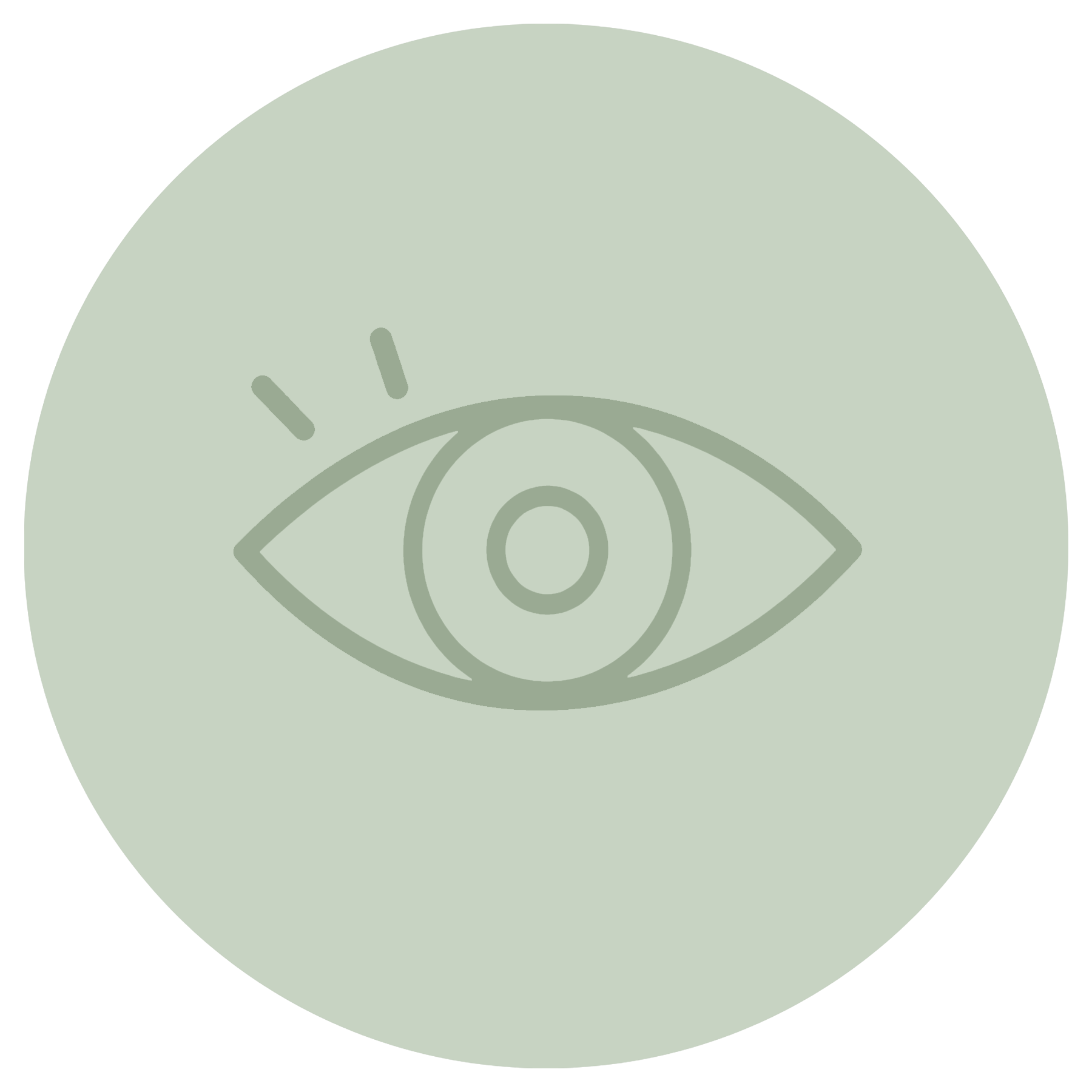 Illustration of a stylized eye within a circle, with minimal lines and muted colors.