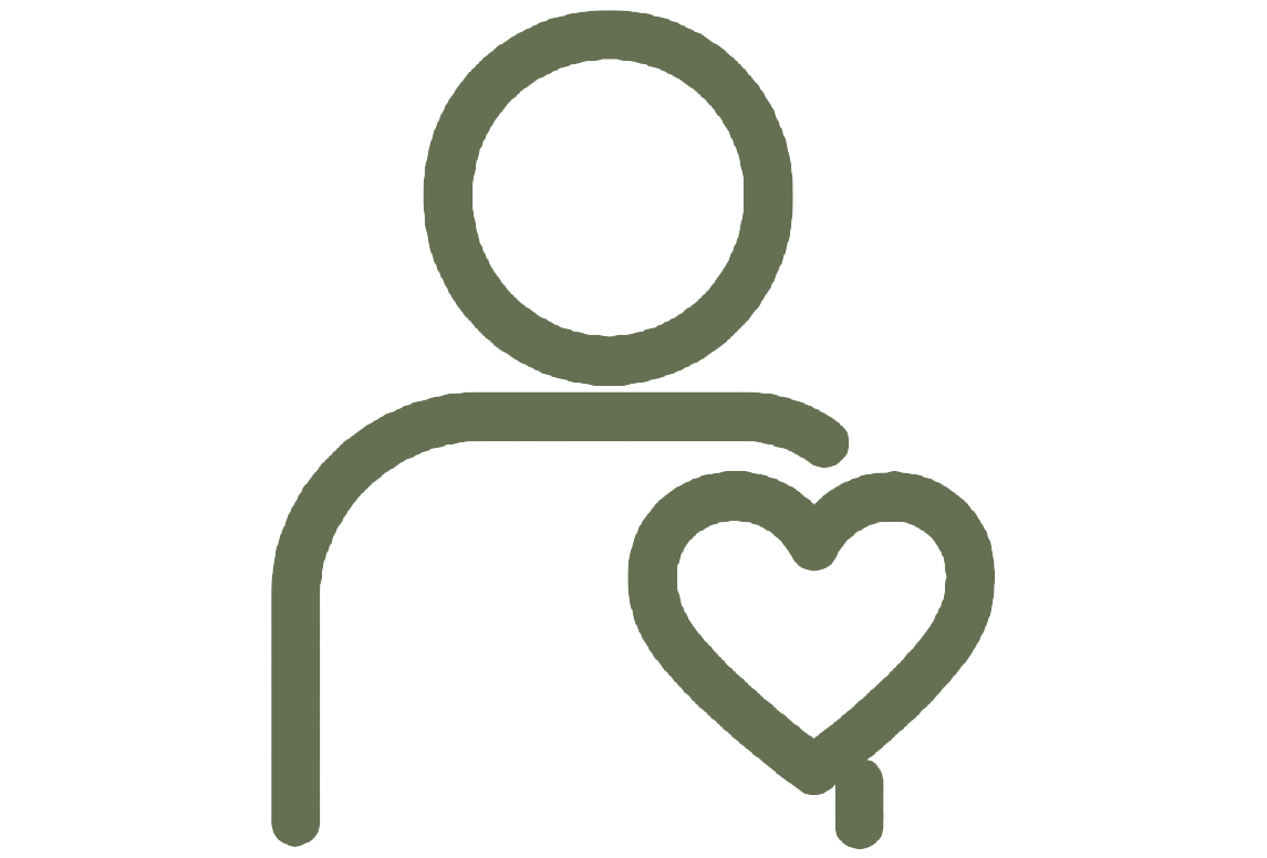 Simplified line drawing of a person holding a heart.