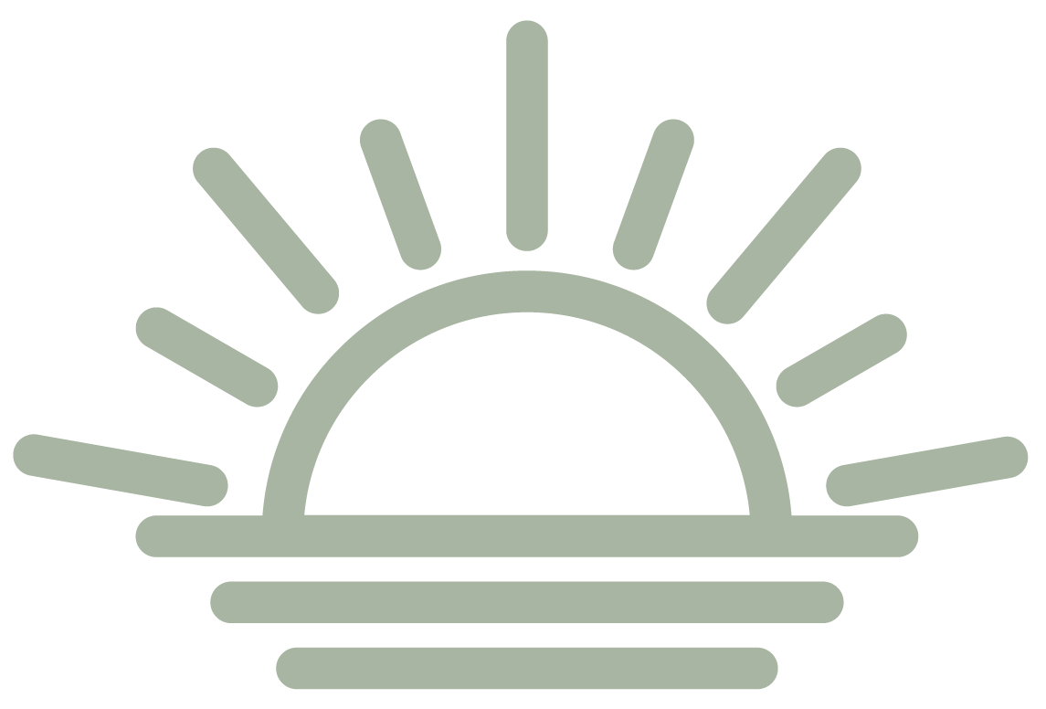 Icon of a sunrise over water with rays extending outward.