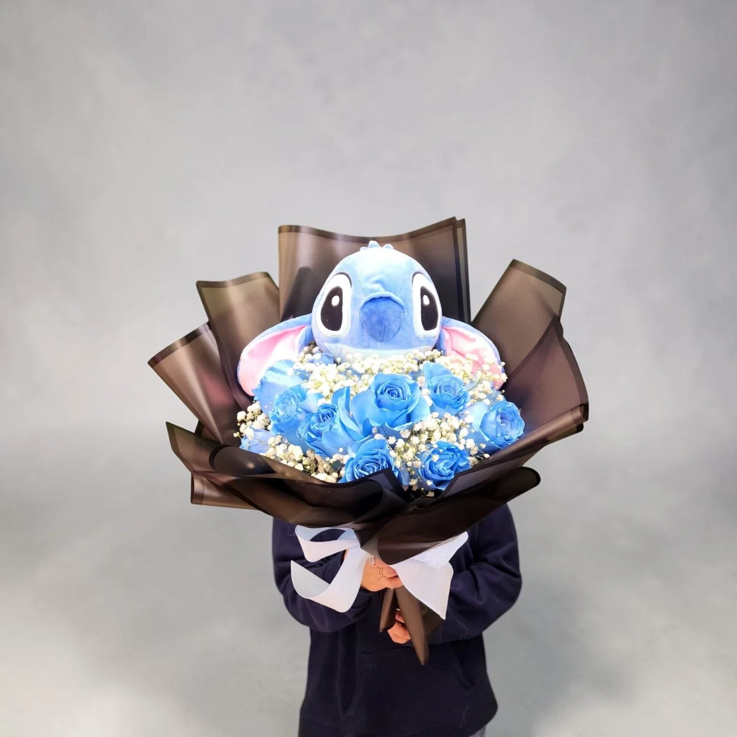 Blue Rose & Plush Toy Bouquet