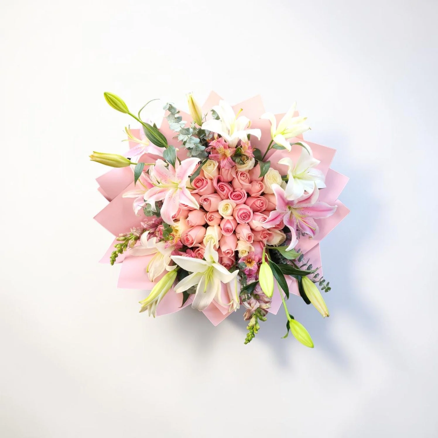 Elegant Pink Rose and Lily Bouquet