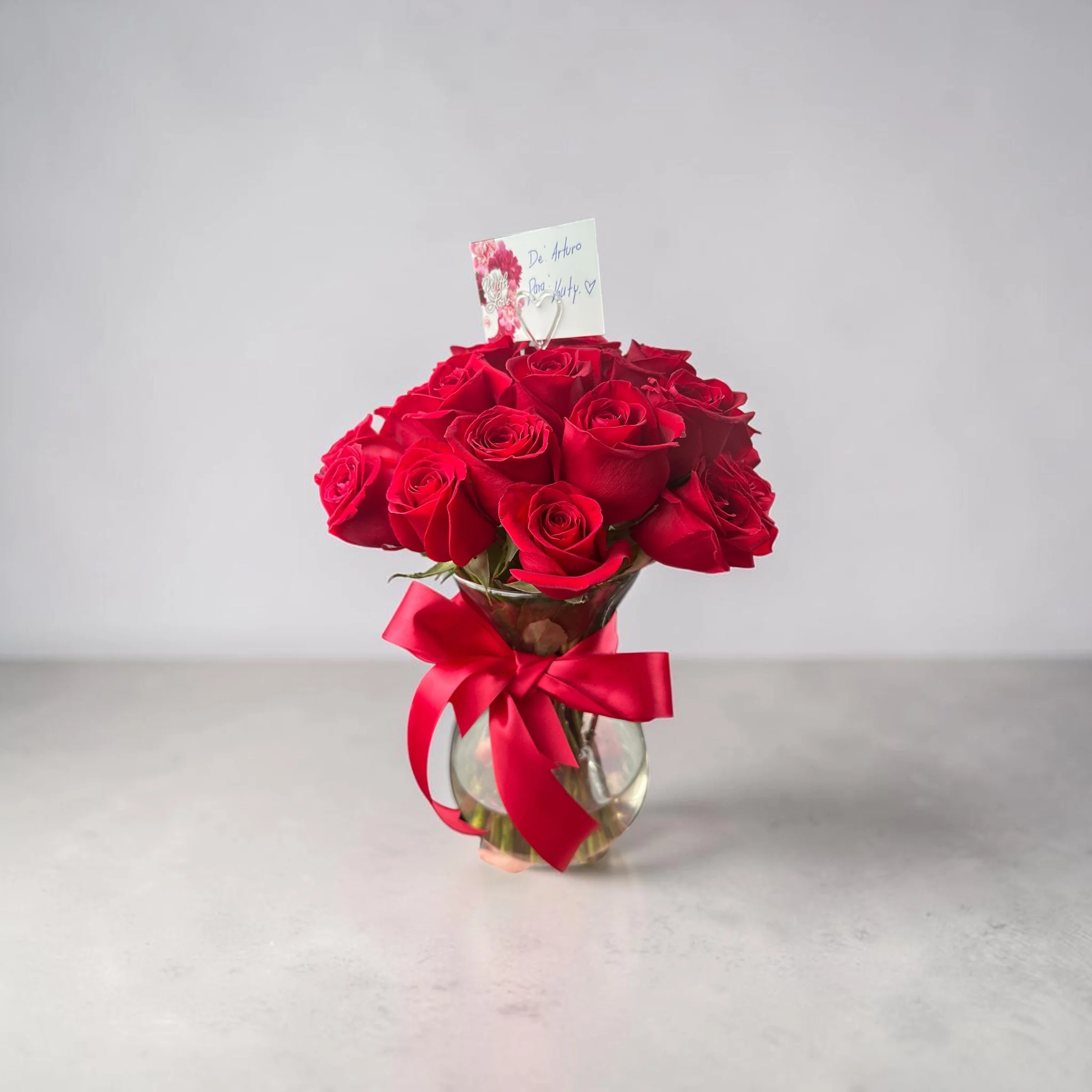 Elegant Red Rose Bouquet with Vase