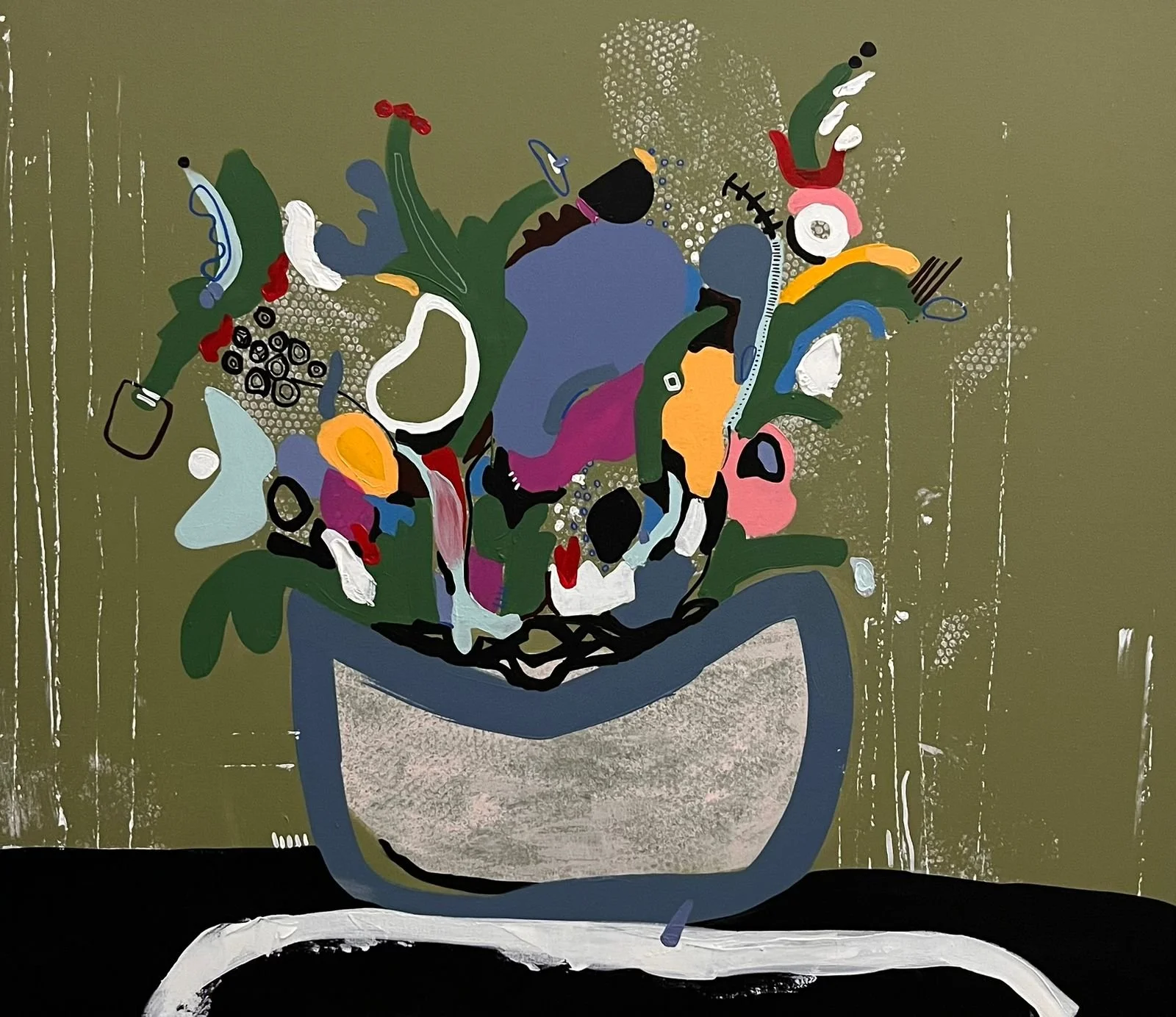 Contenedor Emocional. 2026. Mixta sobre canvas. 90 x 100 cm