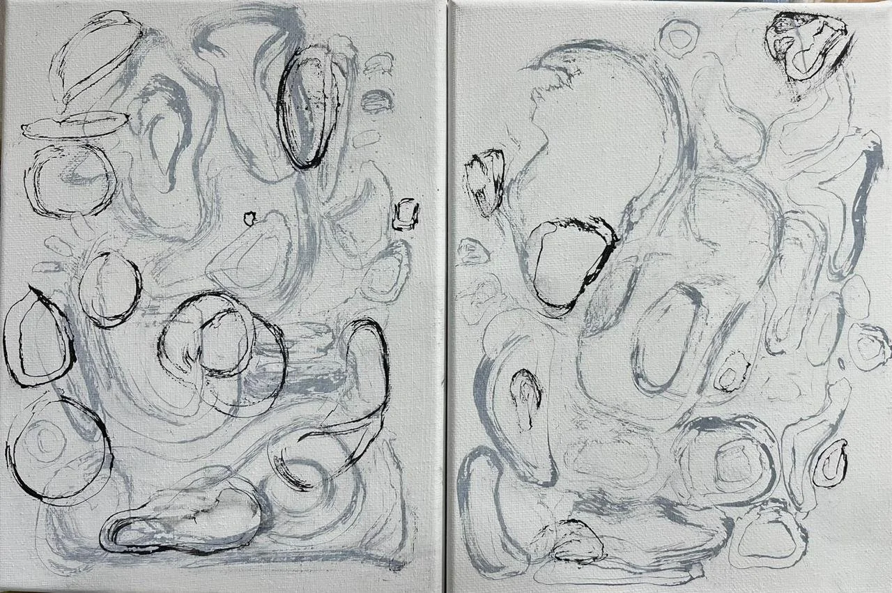 Díptico Jeros. 2025. Técnica mixta. 25 x 50 cm