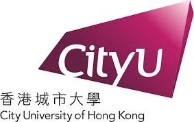 Logo of City University of Hong Kong in white and pink colors with Chinese characters and the university's name in English