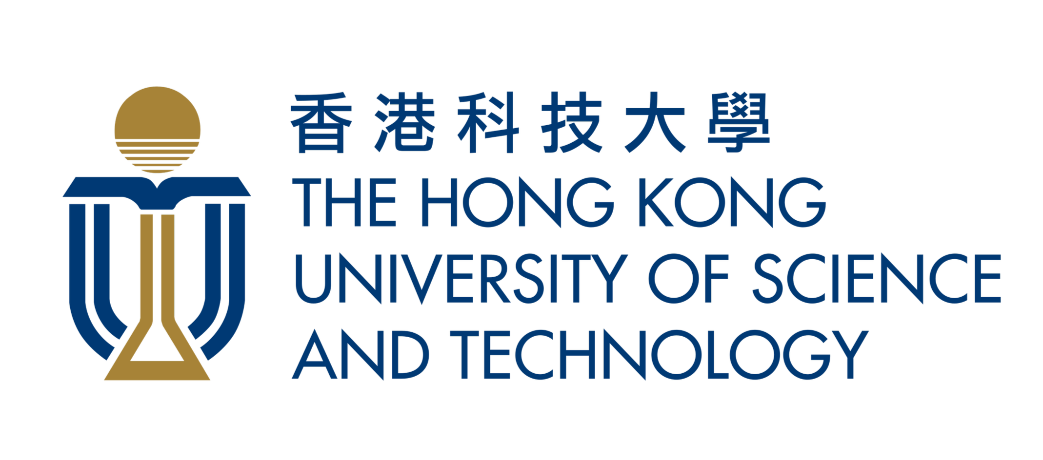Logo of The Hong Kong University of Science and Technology with a golden sun and stylized blue and gold design elements.