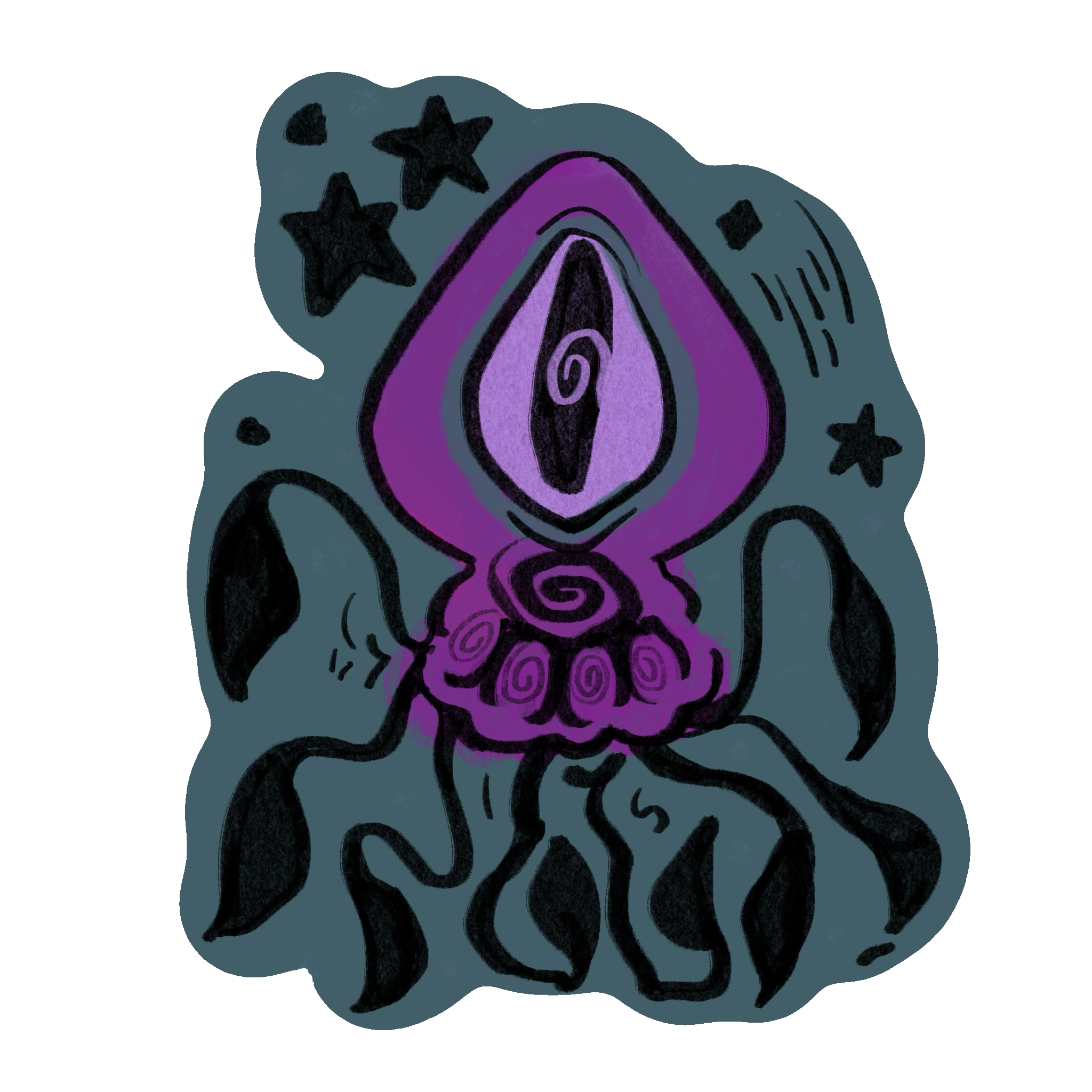 Looking Squid Sticker - 3 inch