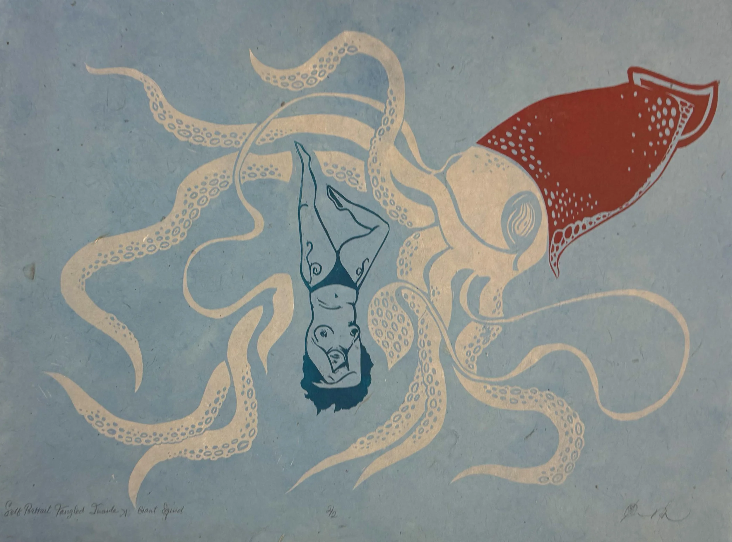 "Self Portrait Tangled in a Giant Squid" Digital Print