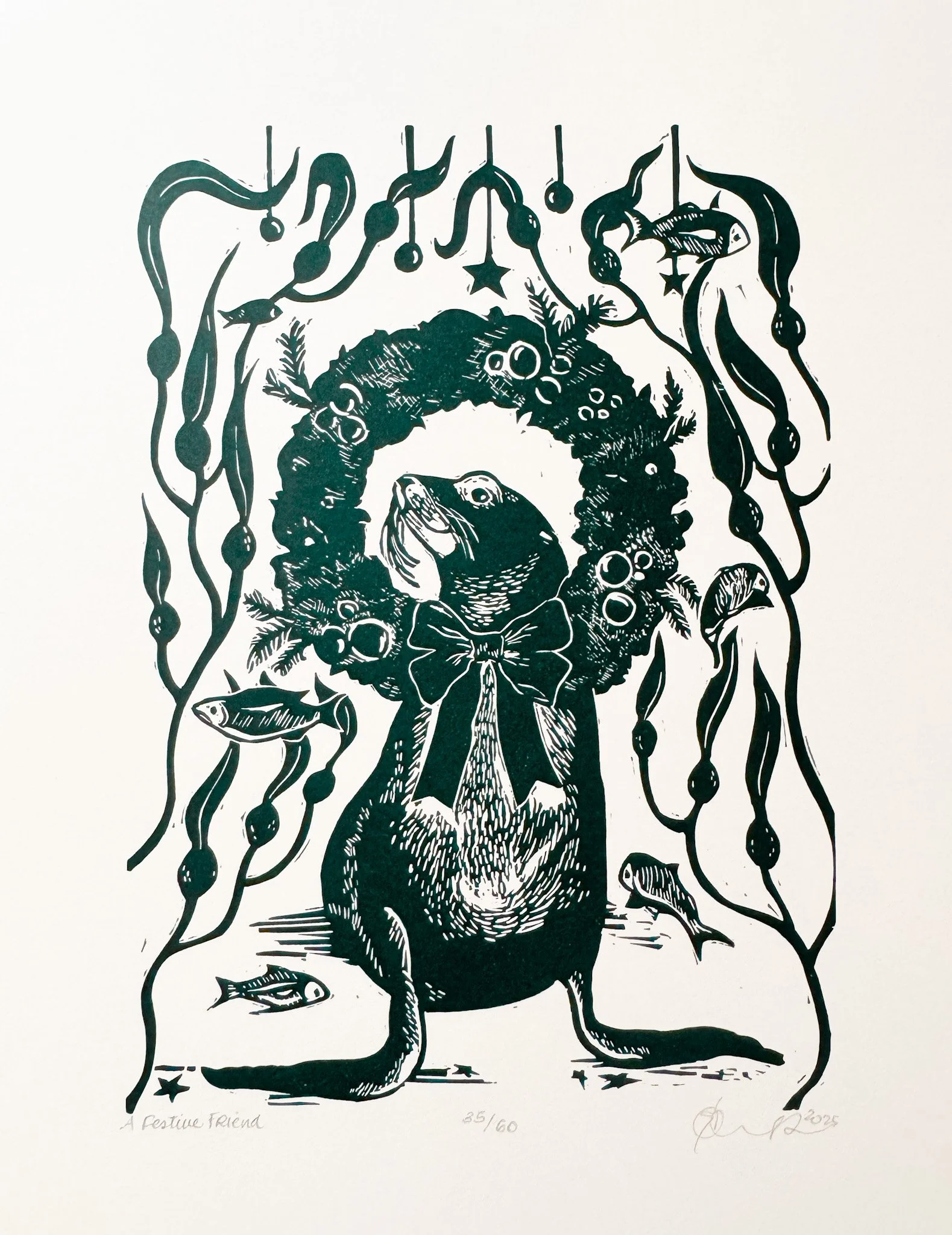 "A Festive Friend" Holiday Print