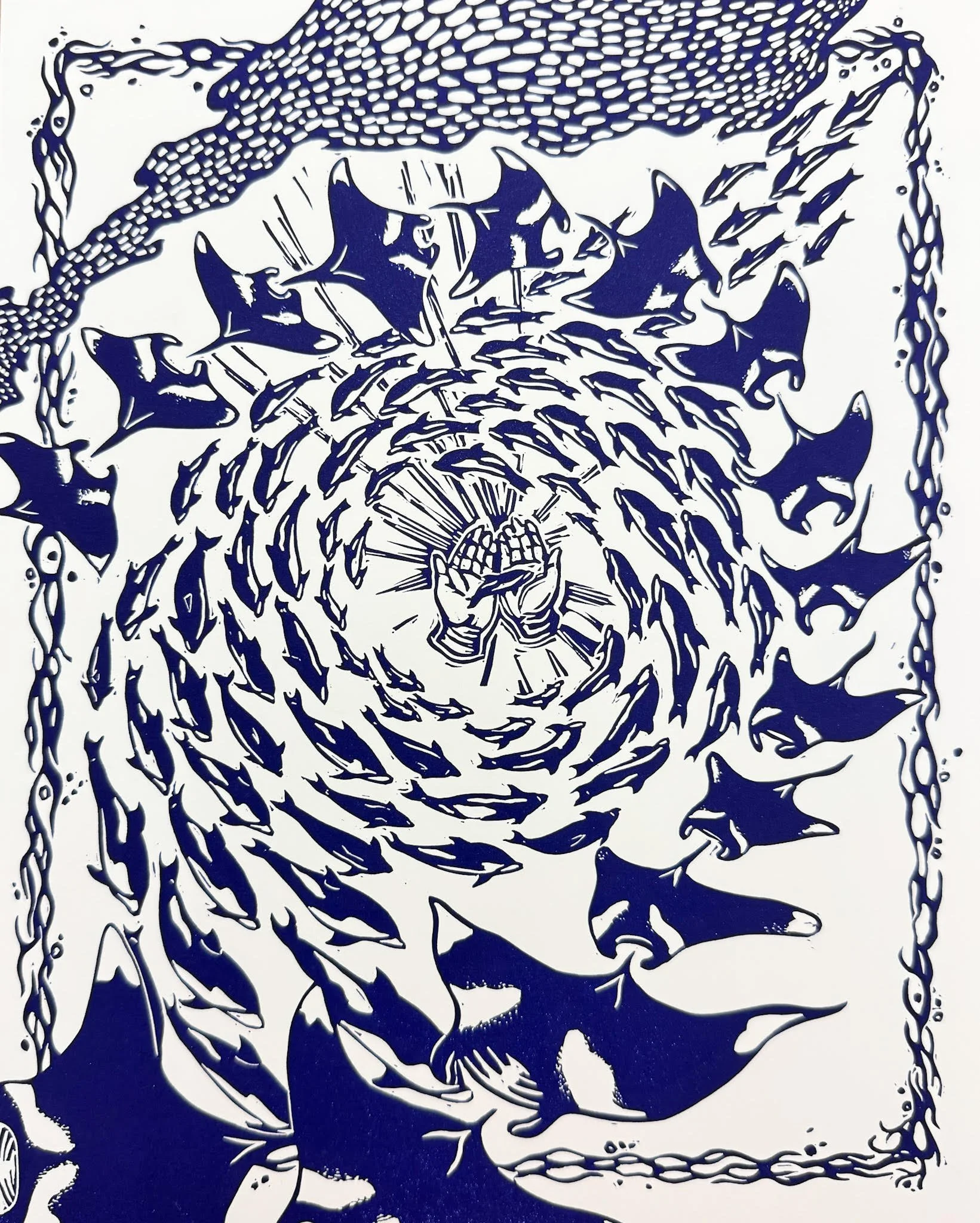 "Among Mothers" Linocut Print