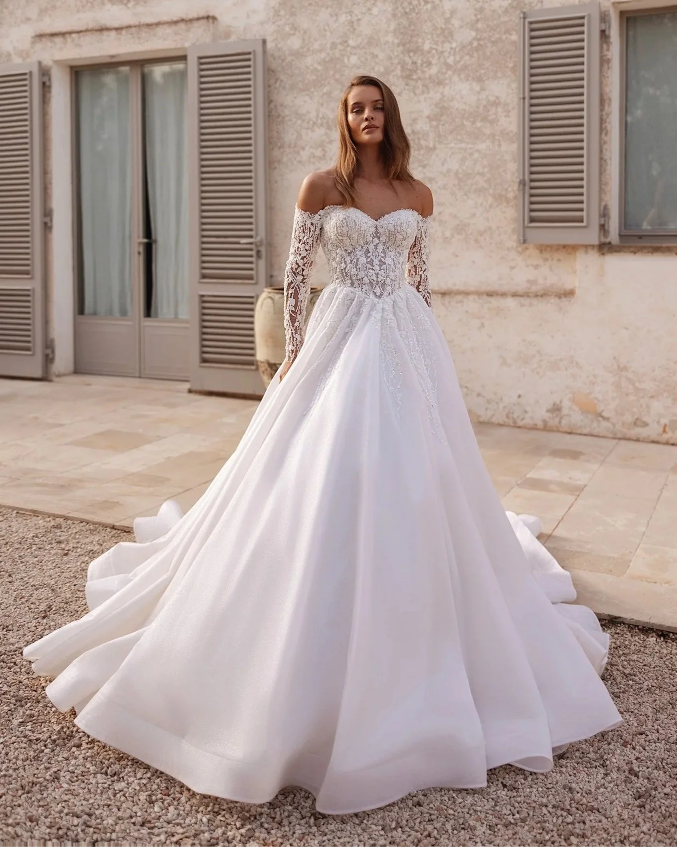 5823 Maria Anette Off-Shoulder Wedding Dress