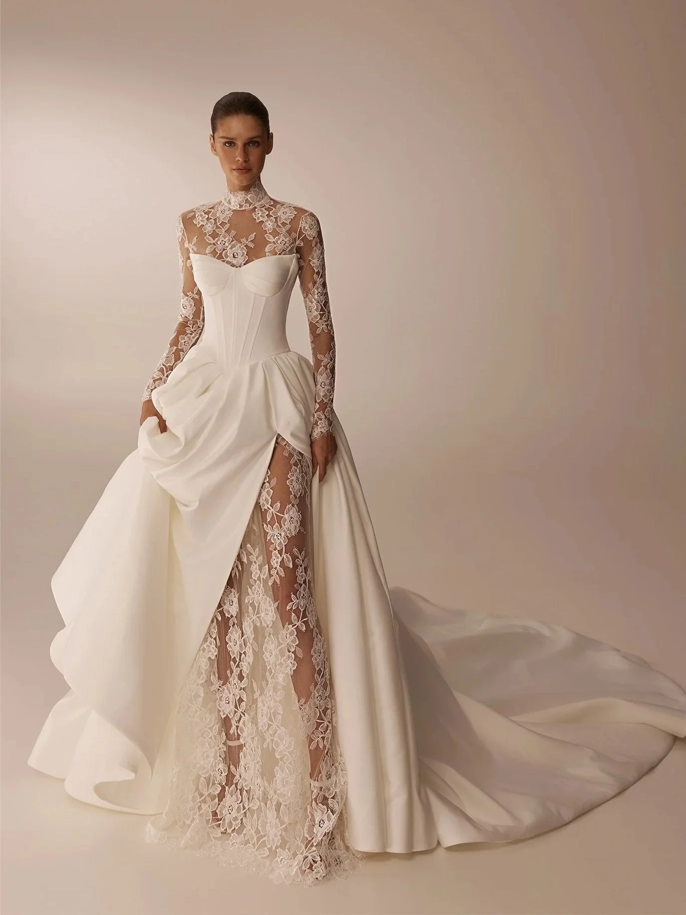 5938 Maria Anette Couture – Strapless Corset A-Line Wedding Dress with Floral Lace Bolero