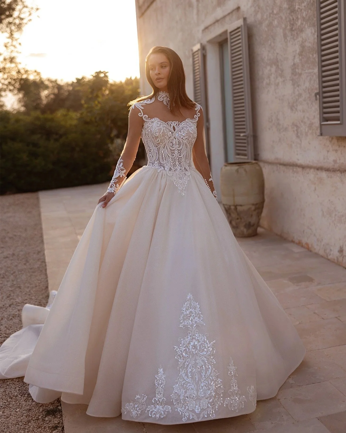 5824 Maria Anette Beaded Long-Sleeve Wedding Dress