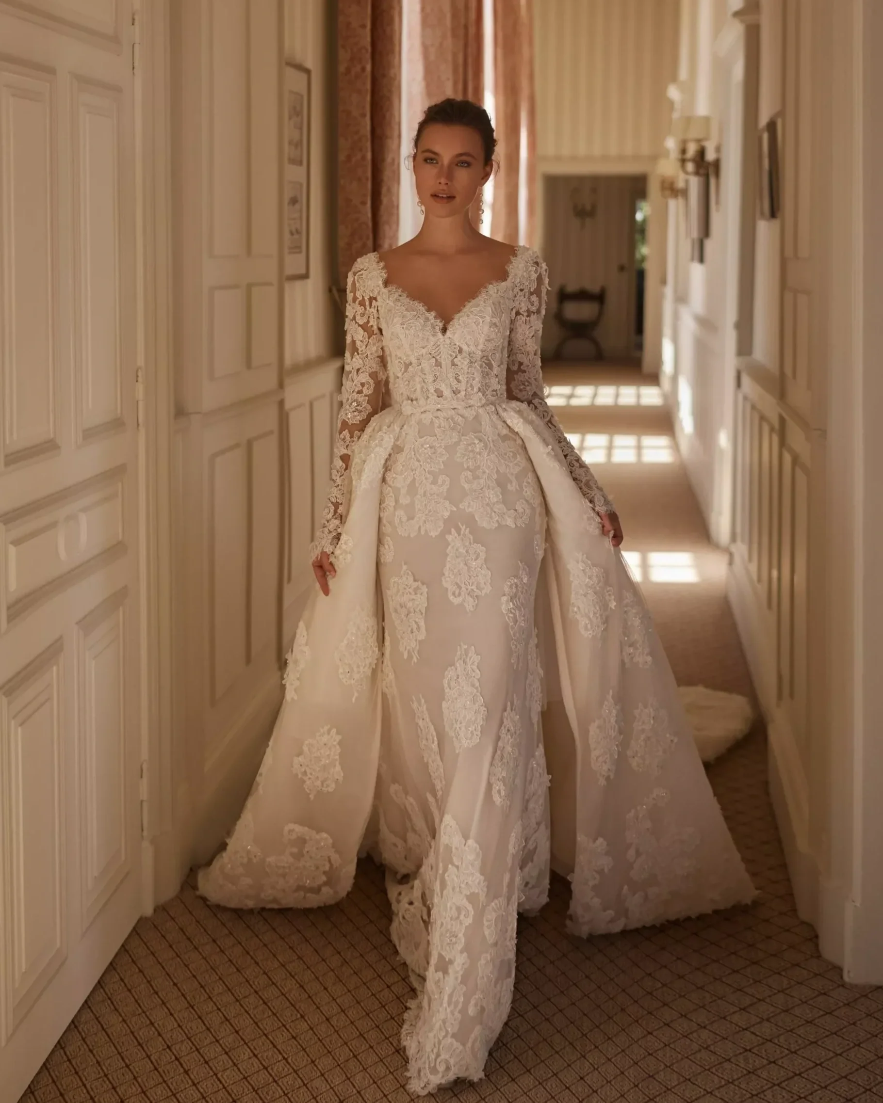 VL-027 Elena Morar Velora Lace Wedding Dress with Detachable Train