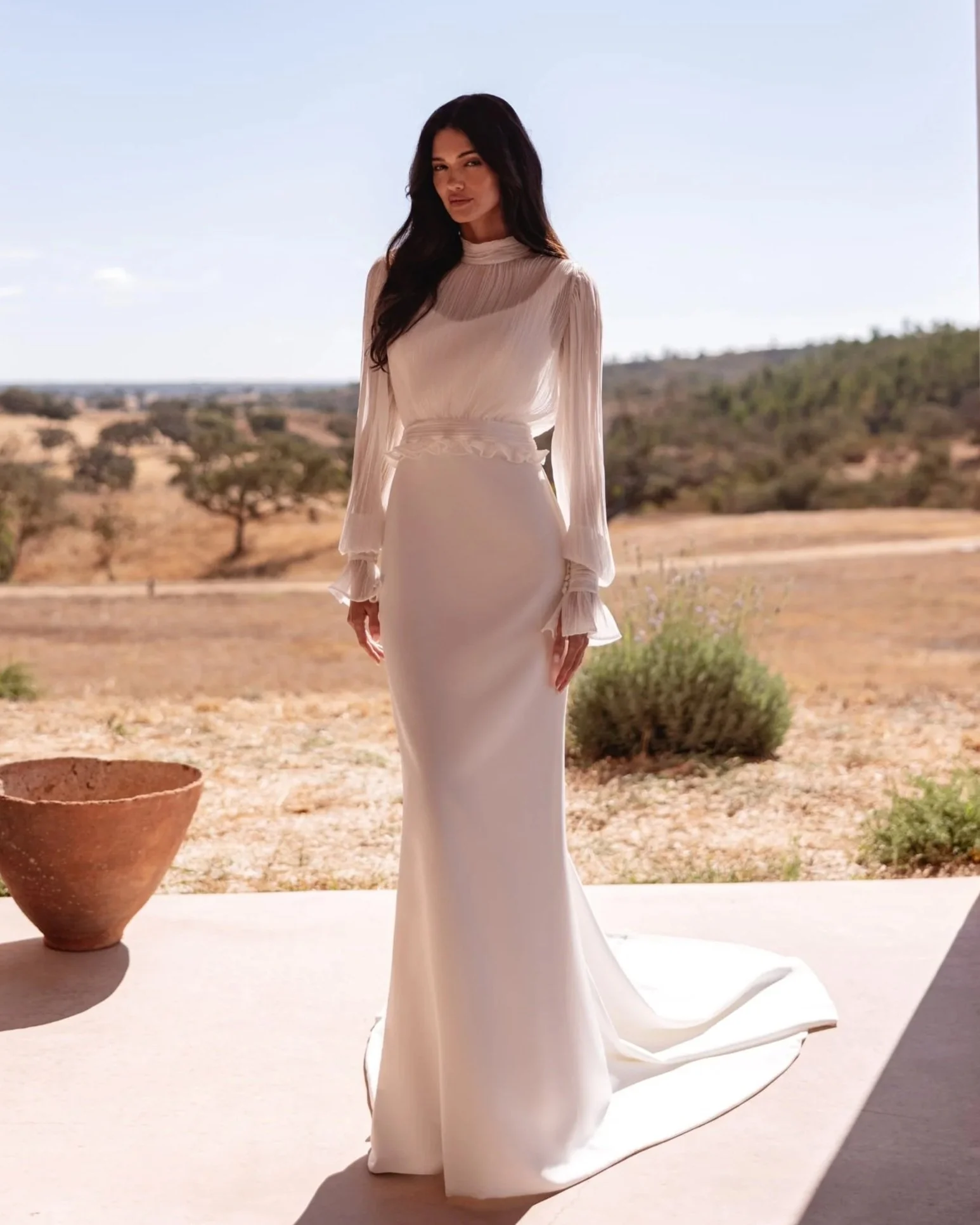 SD-012 Elena Morar Soft Dreams Crepe Wedding Dress & Chiffon Bolero